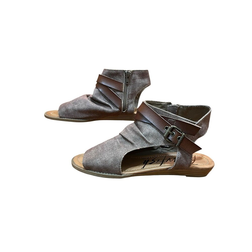 Blowfish Brown Ankle Sandals Women’s Open-Toe Gladiator Canvas Boho Desert 9.5